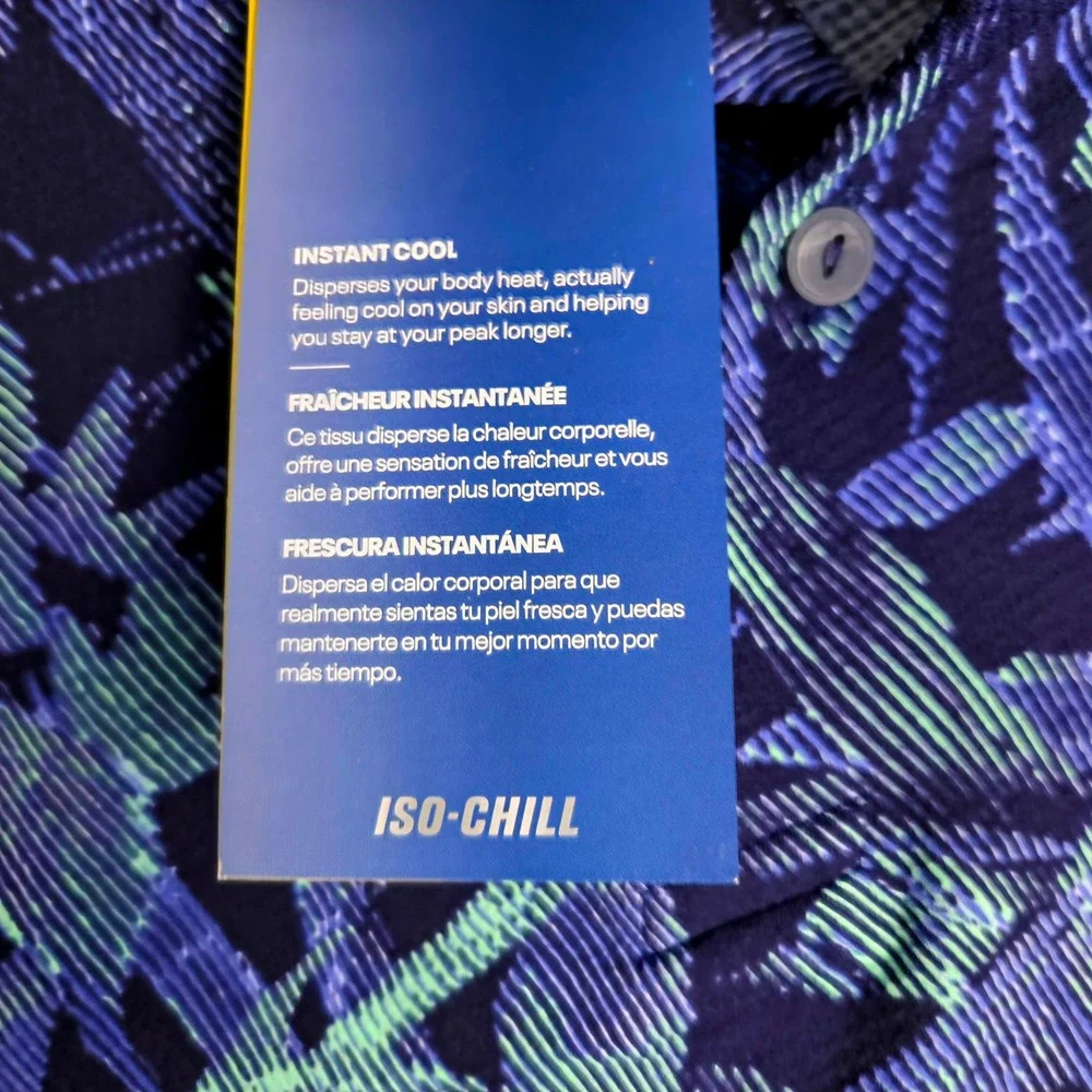 Under Armour‎ Iso-Chill Golf Polo Shirt Mens Small Blue Botanical Print